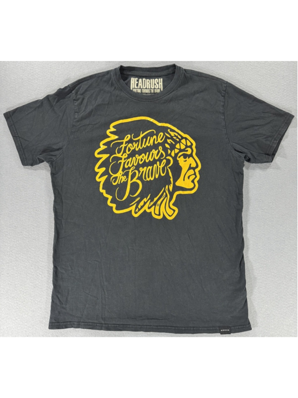 Headrush Fortune Favours The Brave Shirt Mens Medium Black MMA Graphic TEE M